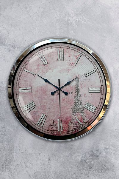 Kasva Concept Gift 40 cm Chrome Metal Paris Wall Clock