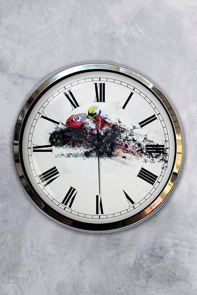 Kasva Concept Gift 40 cm Chrome Metal Motorcycle Wall Clock