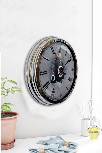 Kasva Concept Gift 40 cm Chrome Metal Music Wall Clock