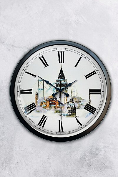AİB STORE Ρολόι τοίχου 40 εκ. Μαύρο Μεταλλικό Κοριτσίστικο Πύργο