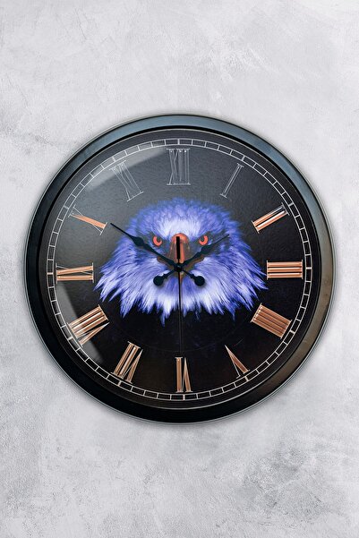 AİB STORE ساعة حائط حائط النسر المعدني الأسود هدية 40 سم