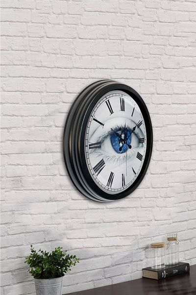 Kasva Concept Gift 40 cm Black Metal Eye Wall Clock