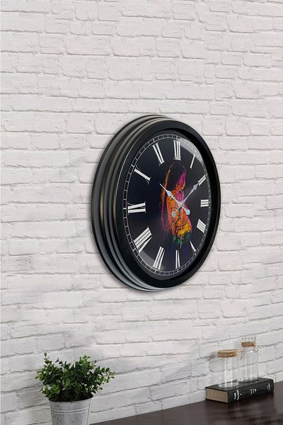 Kasva Concept Gift 40 cm Black Metal Natural Wall Clock