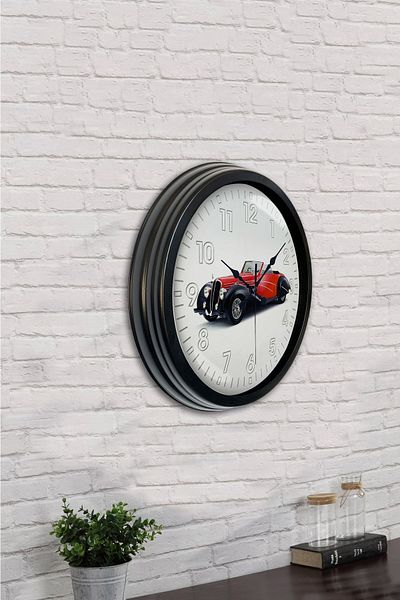Kasva Concept Gift 40 cm Black Metal Car Gallery Wall Clock