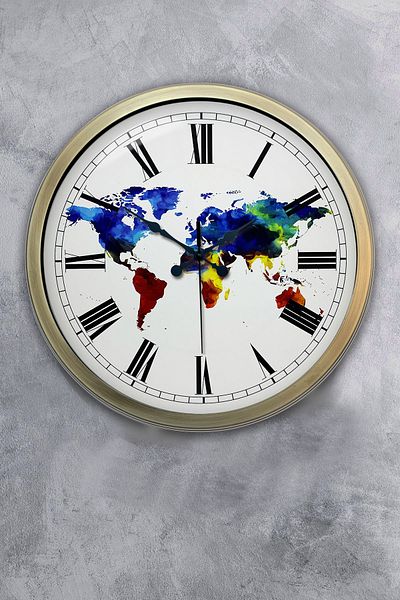 Kasva Concept Gift 40 cm Antique Metal Map Wall Clock