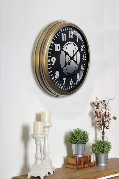 Kasva Concept 40 cm Antique Metal Football Ball Wall Clock