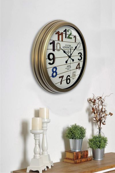 Kasva Concept 40 cm Antique Metal Colorful Number Wall Clock