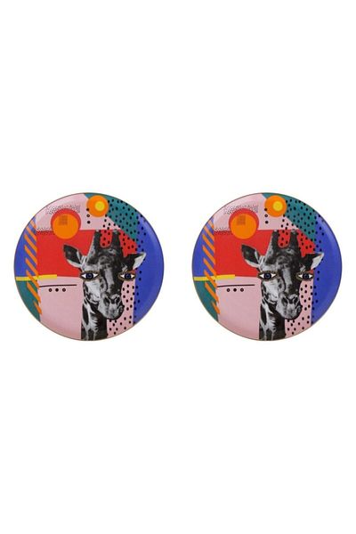 Porland Wild Life Giraffe Flat Plate 28cm Set of 2