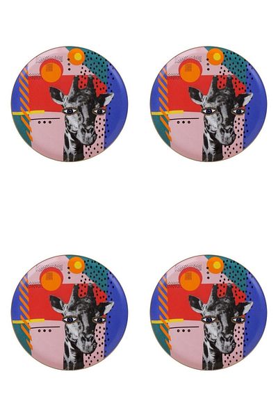 Porland Wild Life Giraffe Flat Plate 28cm Set of 4