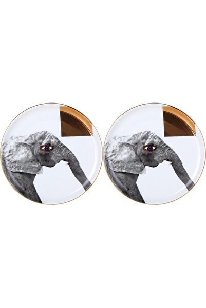 Porland Wild Life Elephant Flat Plate 20cm Set of 2