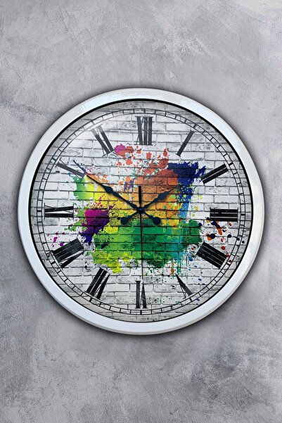 Platin Saat هدية ساعة حائط معدنية بيضاء مقاس 40 سم