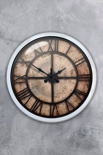 Kasva Concept Gift 40 cm White Metal Antique Wall Clock