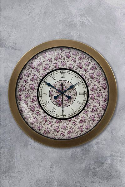 Kasva Concept 36 cm Tumbled Metal Purple Flower Wall Clock
