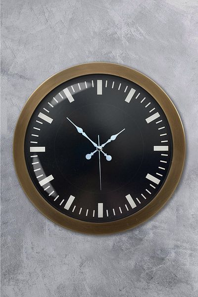 Kasva Concept 36 cm Antique Metal Black Color Wall Clock