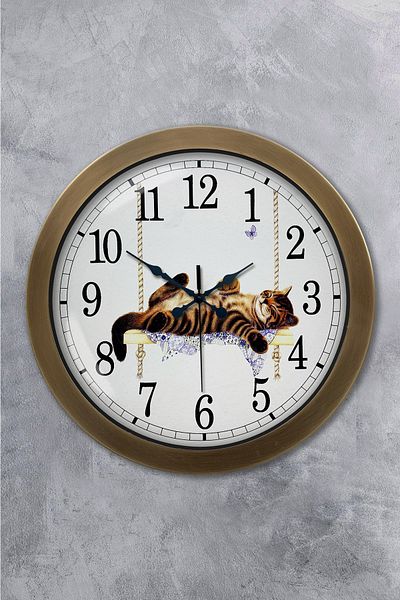 Kasva Concept Gift 36 cm Antique Metal Cat Wall Clock