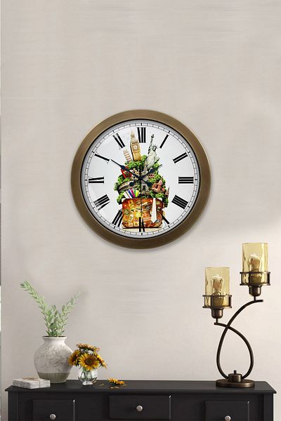 Kasva Concept Gift 36 cm Antique Metal Capitals Wall Clock