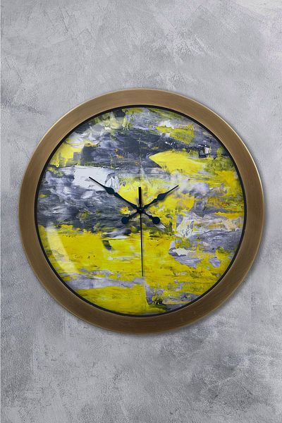 Kasva Concept Gift 36 cm Antique Metal Yellow Wall Clock