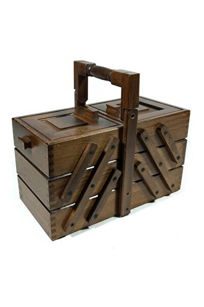 Moonstar Dekoratif Ahşap Dikiş Ve Aksesuar Kutusu Büyük (3 Katlı 5 Gözlü)