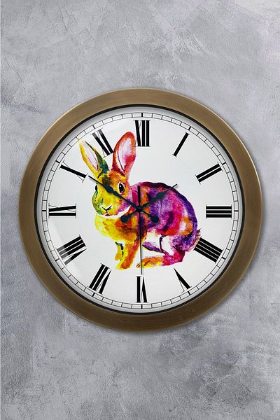 Kasva Concept Antique Metal Rabbit Design Wall Clock 36 cm