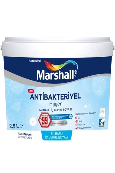 Marshall Antibakteriyel Hijyen Iç Cephe Duvar Boyası 2,5 Lt Gülbeşeker