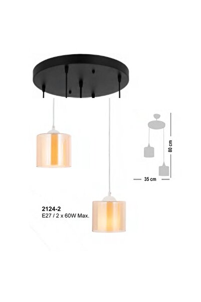Sarkıt Avize 2li Füme Bal Modern Çift Camlı Yuvarlak Metal Lüks Endüstriyel Malzeme Ev Aydınlatması