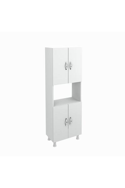 Alesta Life 4 Kapaklı Orta Mikrodalga Mini Fırın Bölmeli Mutfak Dolabı Çok Amaçlı Dolap Beyaz