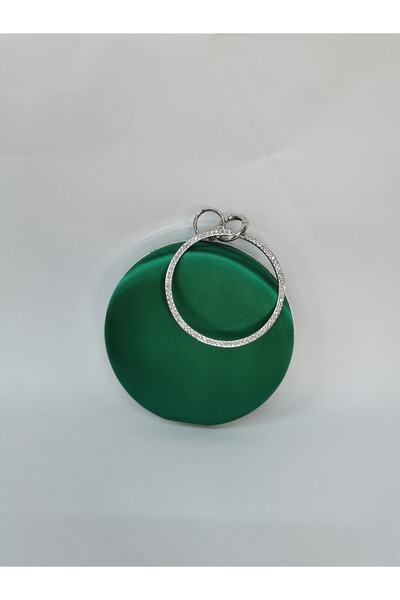 NAZART Women's Satin Green Round Evening Dress Clutch Portfolio Bag