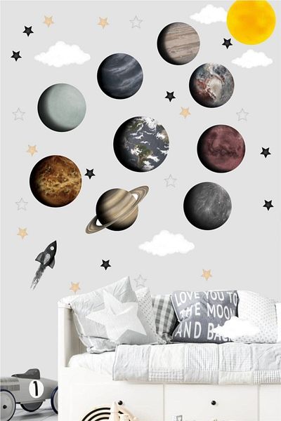 Piksel Grafik Planets Kids Room Wall Sticker