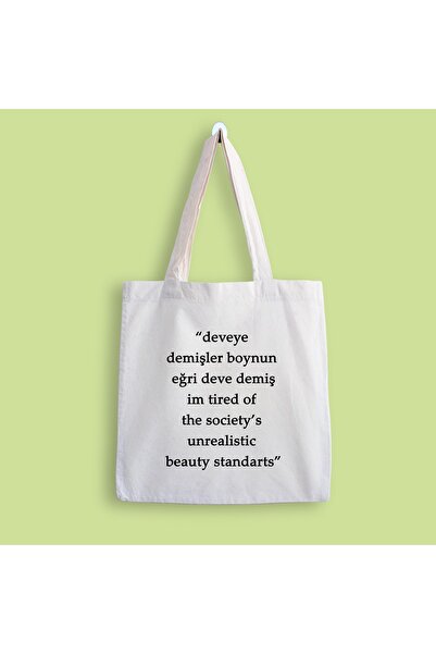 designedfy Deveye Demişler... Baskılı Bez Çanta
