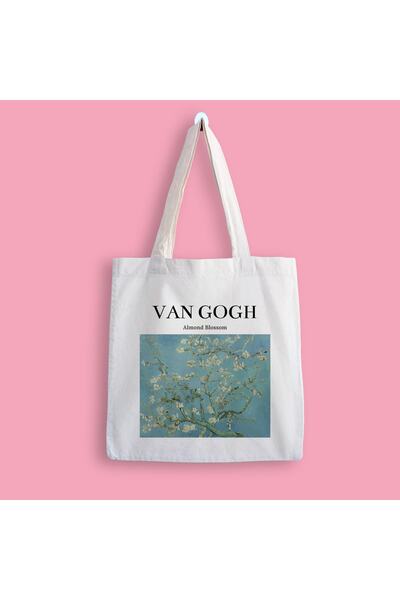 designedfy Geantă din pânză Van Gogh cu flori de migdal