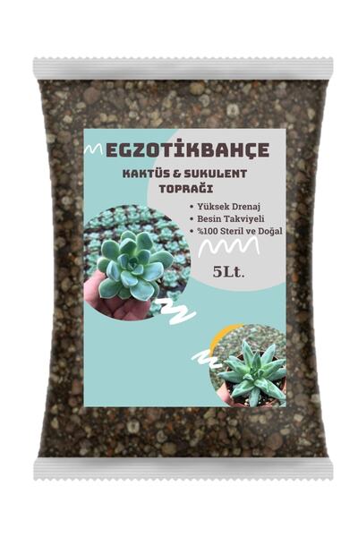 EGZOTİKBAHÇE Torf Kaktüs Sukulent Toprağı 5 L Besin Takviyeli Profesyonel Kar...