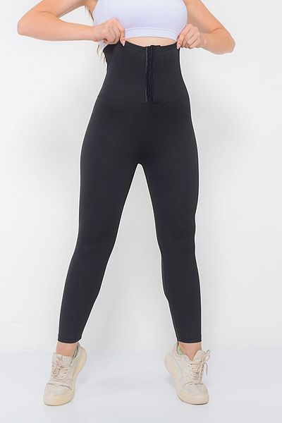 baruccafashion Colanți termici negri cu talie înaltă pentru slăbire Extra Terleten Slimfit Colanți termici cu corset