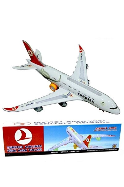 Genel Markalar Airbus A380 Sesli Işıklı Pilli Uçak 44 Cm Türk Havayolları Uçağı