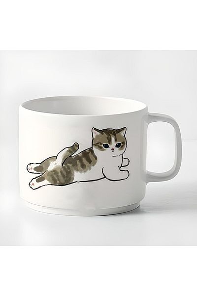 GünayStore Double Turkish Coffee Cup & Espresso Naughty Kitten 180 Ml
