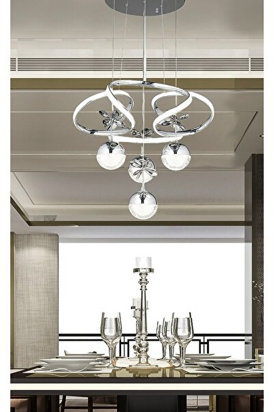 burenze Modern Dimmerli Kumandalı 3 Renk Led Avize Kristal Kelebek Taşlı Krom...