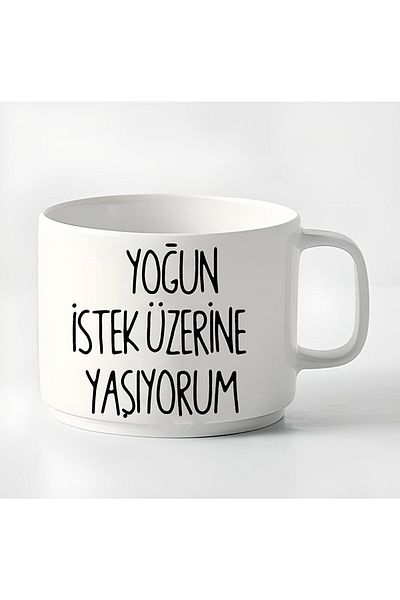 GünayStore Double Turkish Coffee Cup & Espresso I Live on Intense Desire 180 Ml