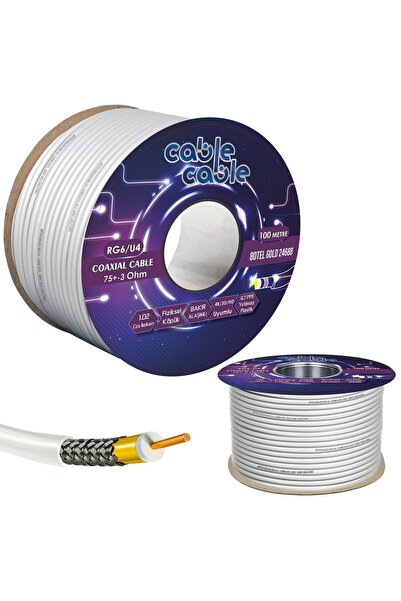 cable cable Anten Kablosu Rg6/u4 1.02mm 80tel Gold 100mt Cablecable