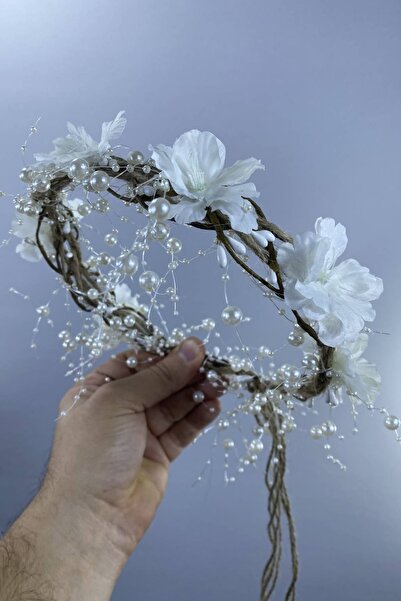 Hobigram Λευκό λουλουδάτο αξεσουάρ μαλλιών με πέρλες για νυφικό στέμμα – Άλλα αξεσουάρ μαλλιών, κομψό σχέδιο – Άλλα