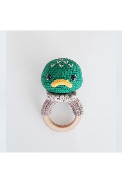 CARMELİNA Duck Rattle, 100% Hand Knitted Amigurimi Toy
