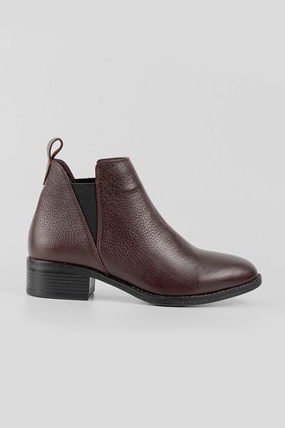 TUNAELLİ Women's Burgundy Genuine Natural Leather Chelsea Boots & Bootie