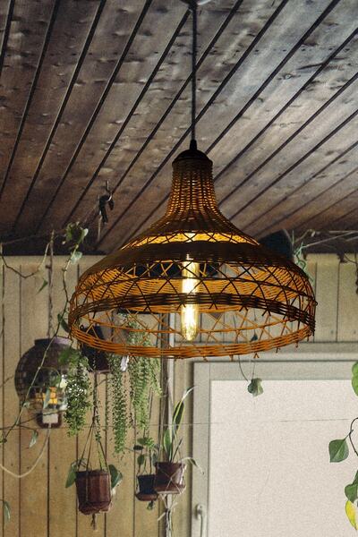 rattam Bambu Avize Rattan Sarkıt: Infinity 40cm - Natürel Bambu Rengi