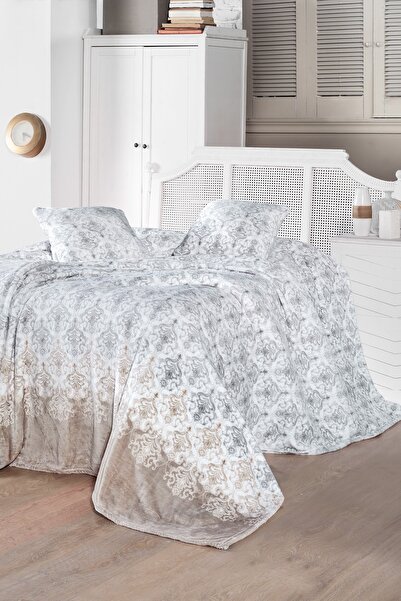 MAXSTYLE Bambu Baskılı Yatak Örtüsü Tek/h-204512-popy Beıge