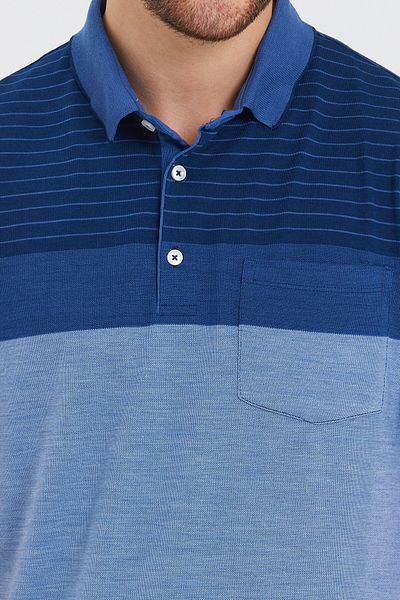 ENQUE Tricou de bază cu model pentru bărbați, albastru, cu gât polo, cu buzunare
