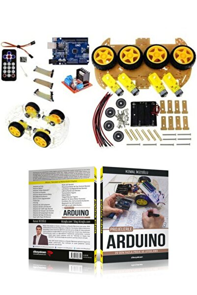 TeknoKitap Arduino 4wd Araç Seti Kumandalı Set Lr Arduino 4wd Araç Seti Kuman...