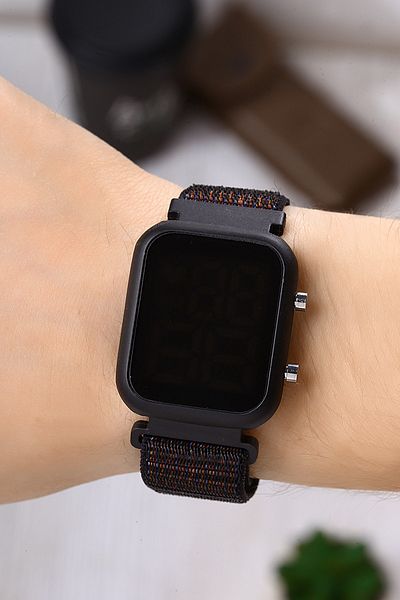 Newera Watch Velcro Cord Unisex Black Wristwatch with Digital Buttons Nwds041102
