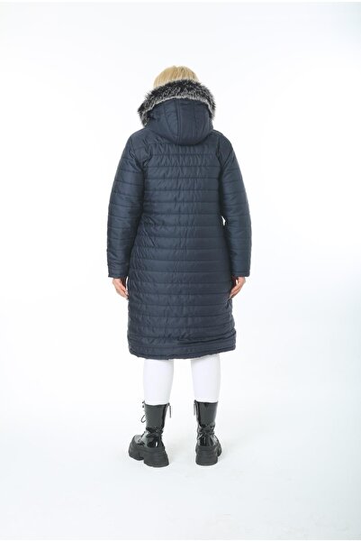 By Alba Collection Women's Navy Blue Puffer Quilted Large Size Coat
