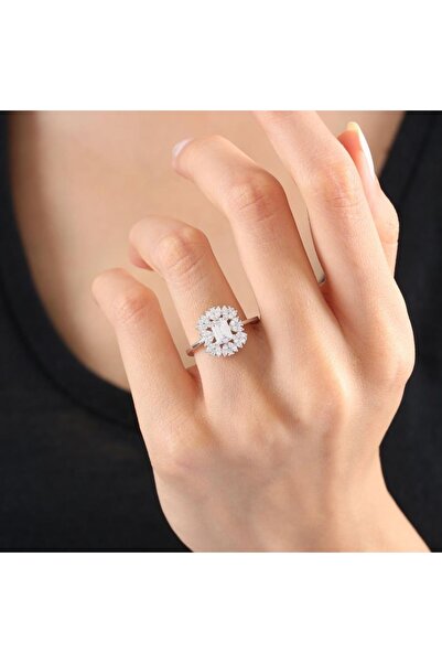 Mia Vento Pırlanta Montür Emerald Efsunu Gümüş Yüzük