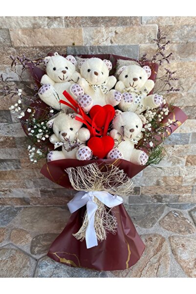 peluşhane Kalp Çubuklu Ayıcık Buketi