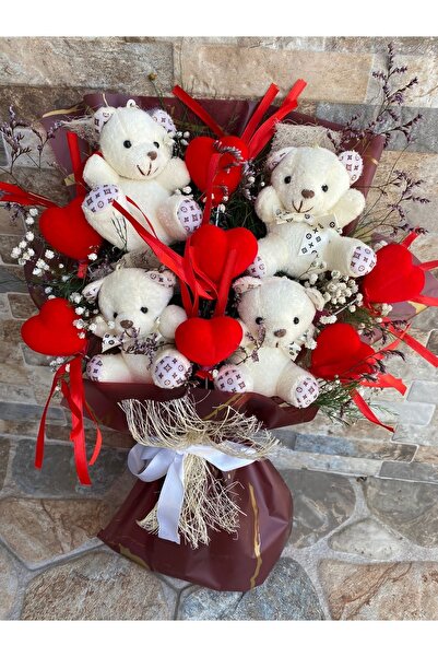 peluşhane Beyaz Ayıcık Buket’i
