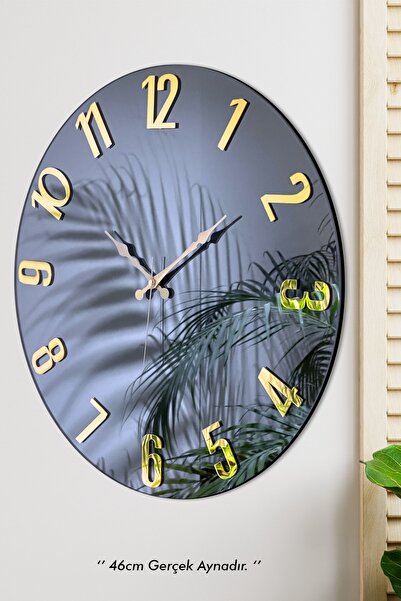 EMORES 46 Cm Gerçek Ayna Pleksi Rakam Dekoratif Duvar Saati